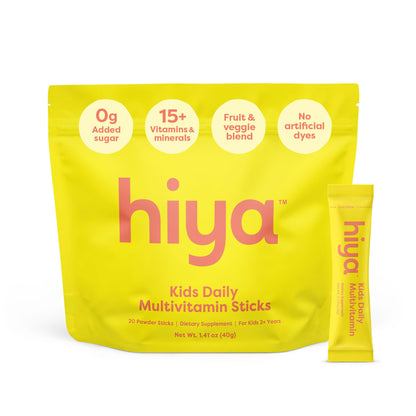 Hiya Kids Multivitamin – 15+ Vitamins for Ages 2+ | 0g Sugar | 20 Sticks