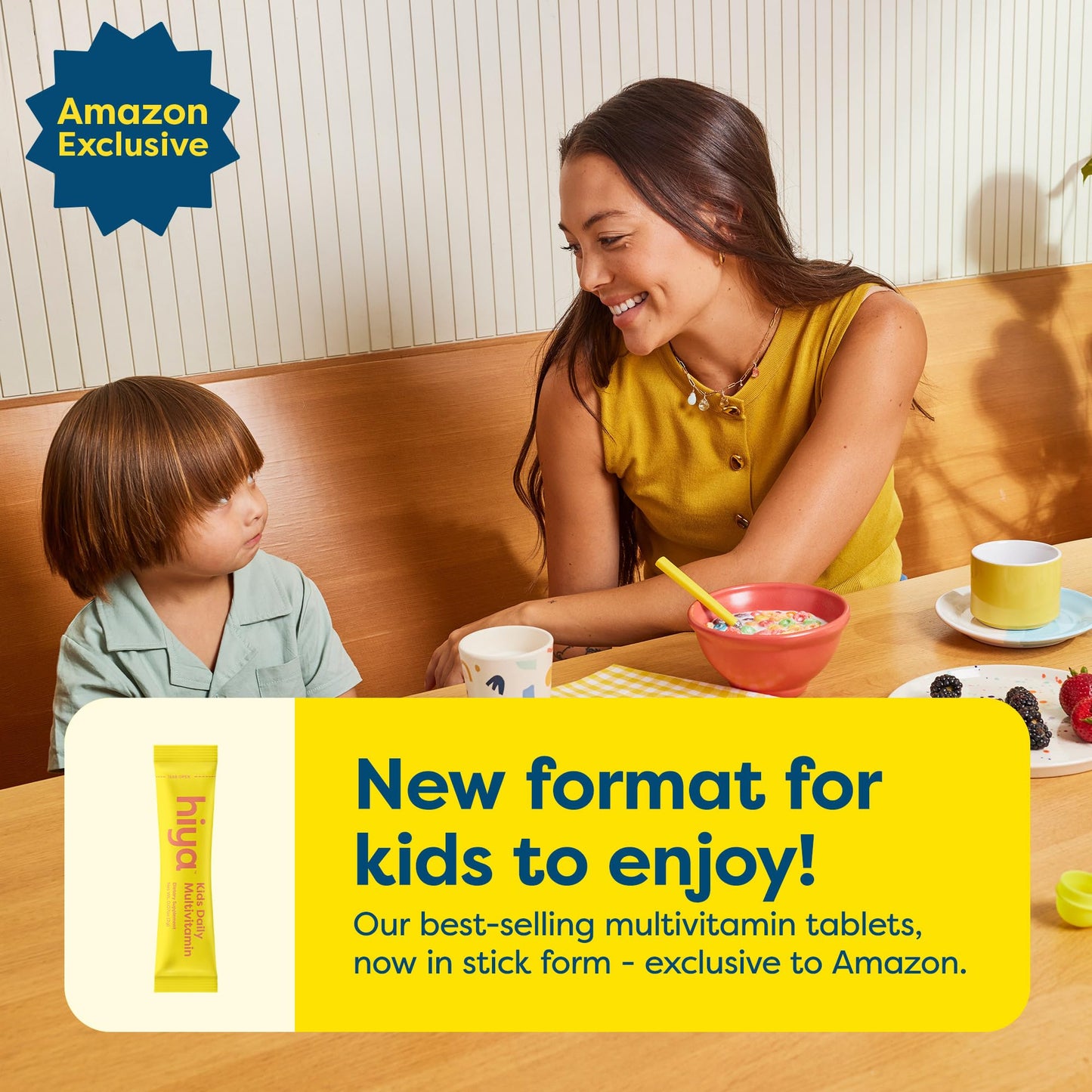 Hiya Kids Multivitamin – 15+ Vitamins for Ages 2+ | 0g Sugar | 20 Sticks