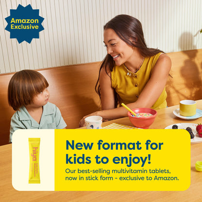 Hiya Kids Multivitamin – 15+ Vitamins for Ages 2+ | 0g Sugar | 20 Sticks