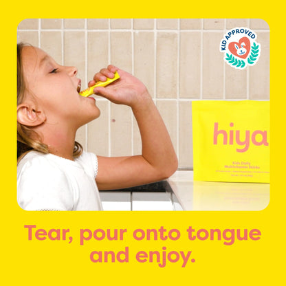Hiya Kids Multivitamin – 15+ Vitamins for Ages 2+ | 0g Sugar | 20 Sticks