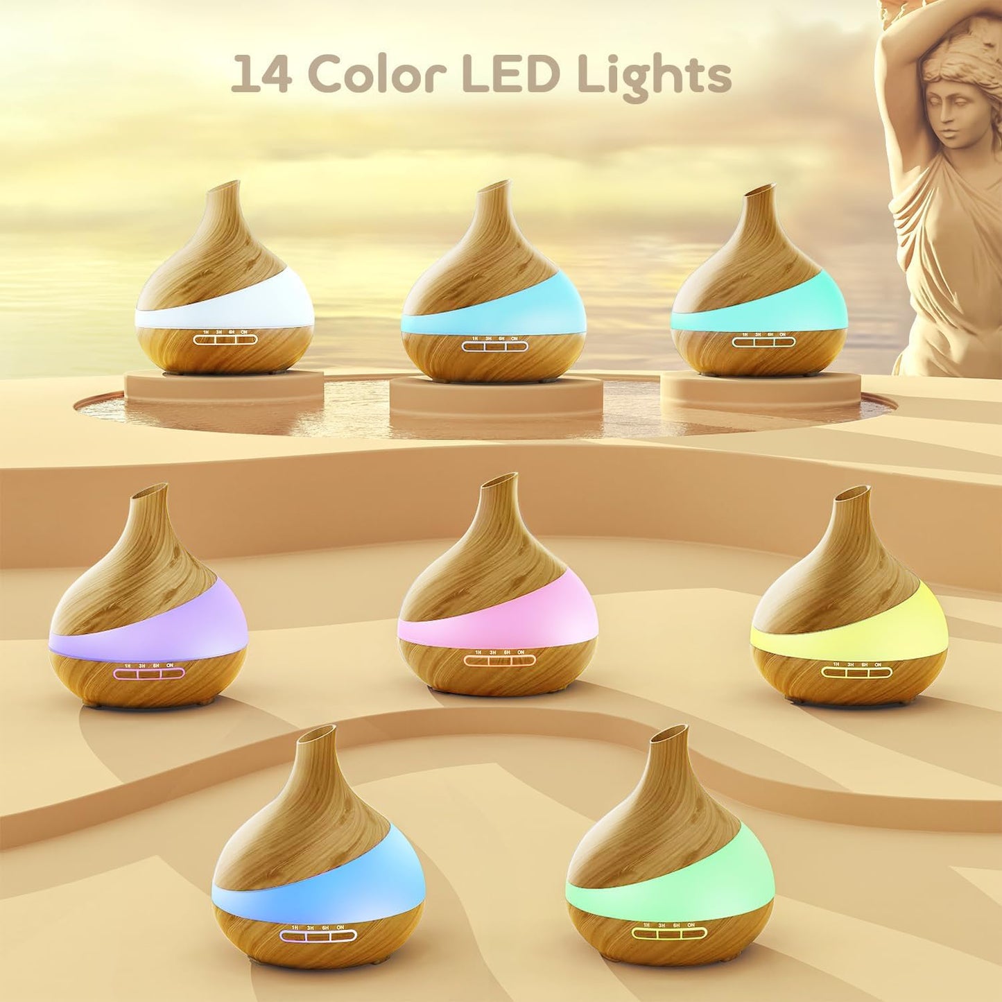 HJTHJT 500ml Essential Oil Diffuser with Remote – 14-Color LED Night Light