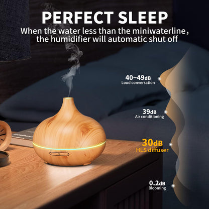 HLS Aroma Diffusers for Essential Oils Large Room Set with 10 Oils | Ultrasonic Aromatherapy Diffuser & Humidifier