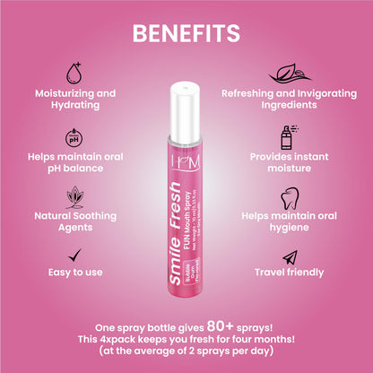 HM Dry Mouth Fun 4 Flavoured Spray – Alcohol-Free, Instant Hydration, 4 Flavors