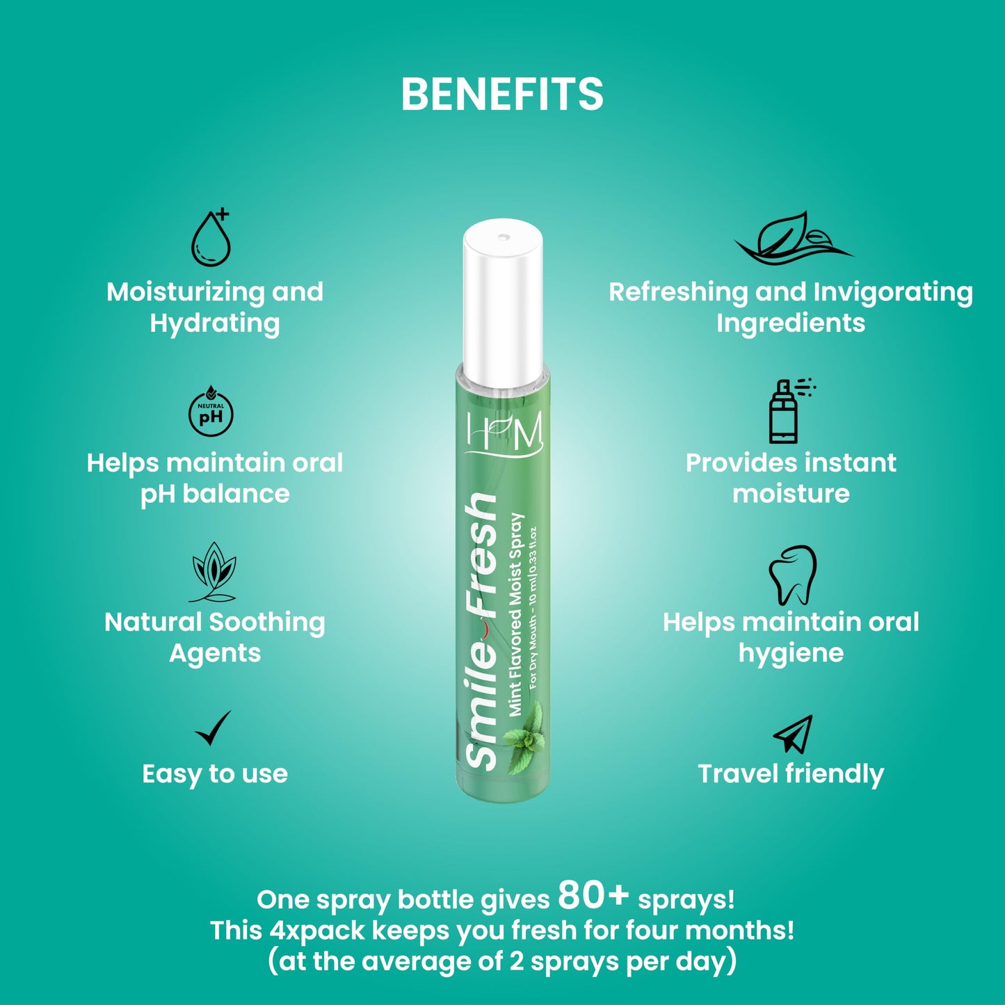 HM Dry Mouth Flavoured Spray Xylitol - Alcohol Free | Hydration & Saliva