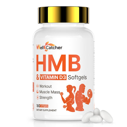 HMB 1000MG with D3 Capsules – Supports Muscle Growth & Recovery (180 Count)