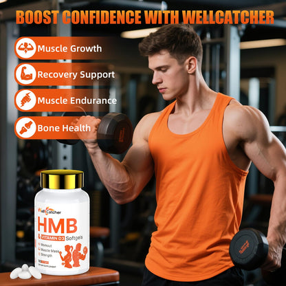 HMB 1000MG with D3 Capsules – Supports Muscle Growth & Recovery (180 Count)