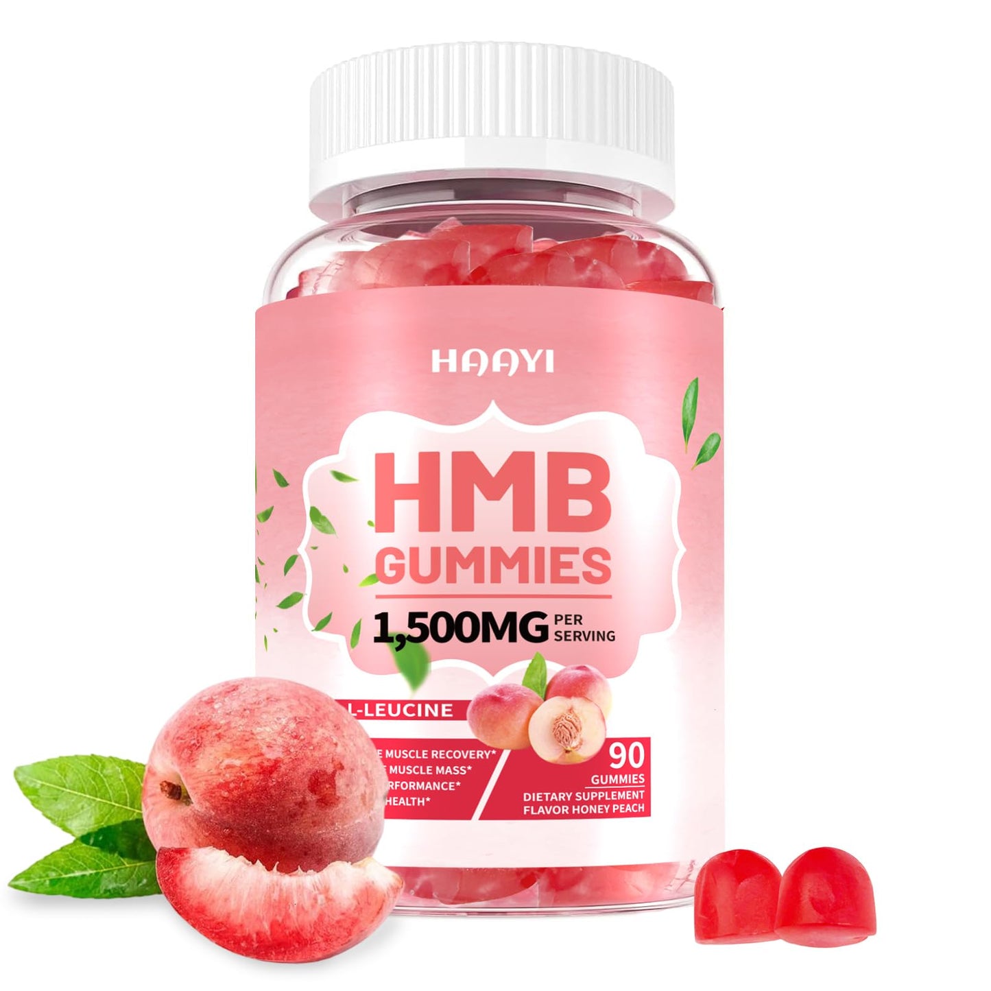 HMB & Leucine Gummies for Men & Women - Sugar Free Peach 90 Gummies