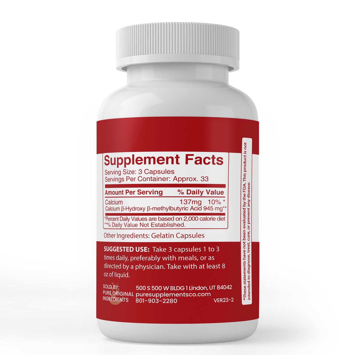 Pure Original HMB Capsules (100) – Lab Verified, No Additives or Fillers