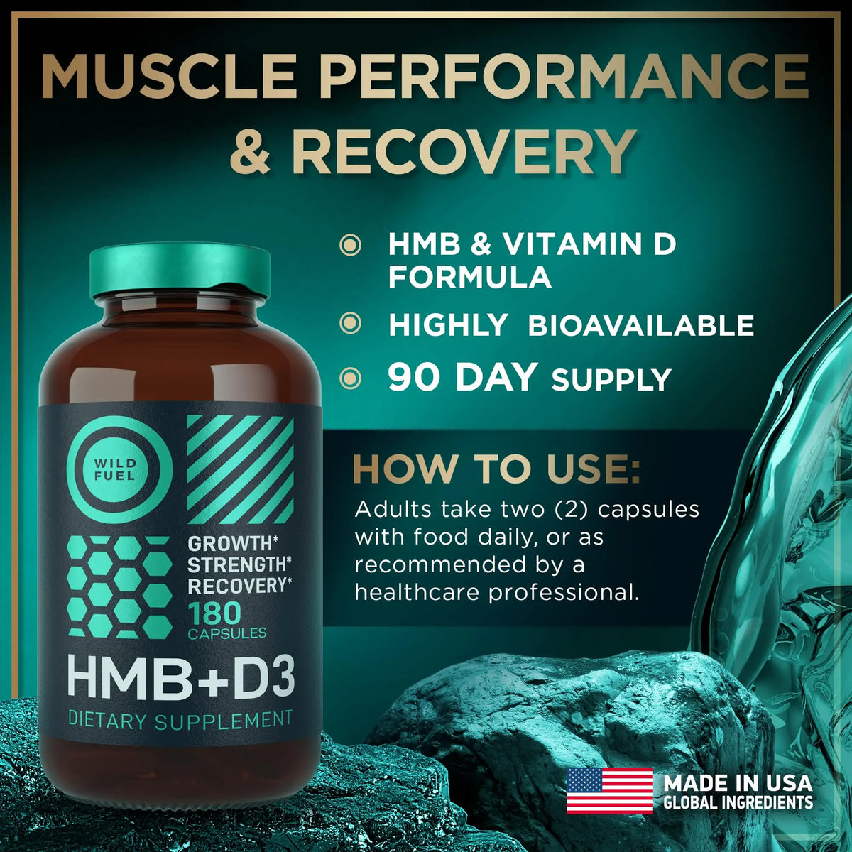 WILD FUEL HMB + Vitamin D3 Capsules – 360 Caps, 1,000–3,000 mg HMB BritishVita | Premium UK Vitamins & Wellness Supplements