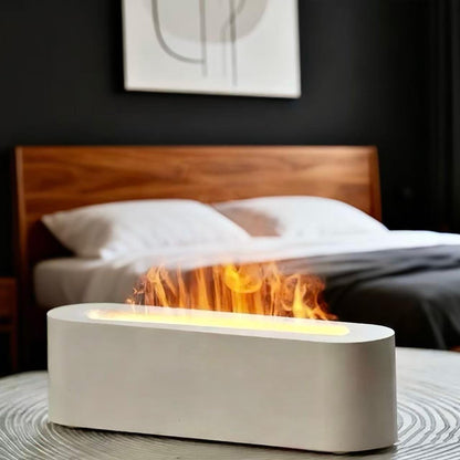 HMFREE Essential Oil Diffuser — Fireplace Flame Aromatherapy, 150ml Ultrasonic Humidifier with 7-Color Lights