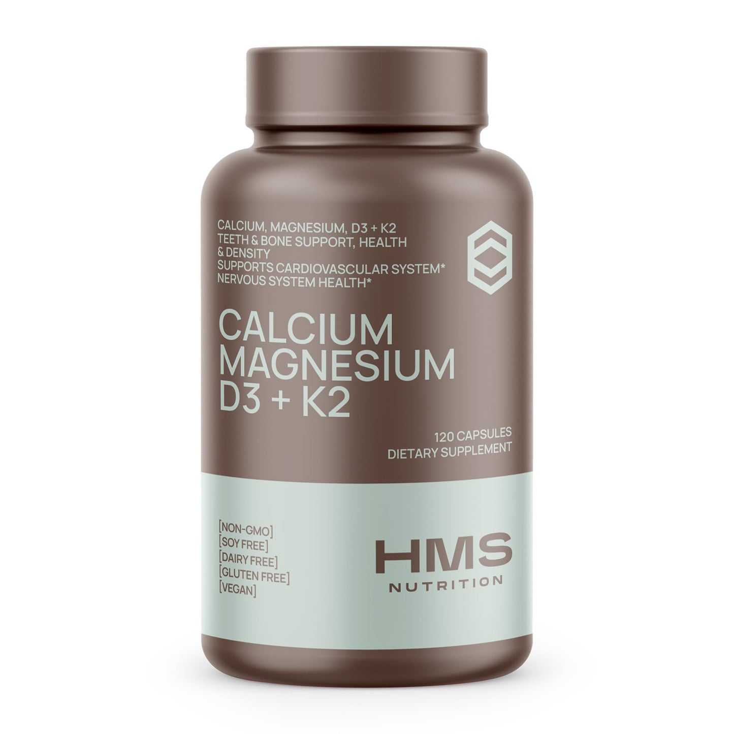 Calcium Magnesium D3 + K2 for Bone Health – HMS Nutrition | 120 Capsules