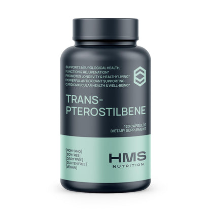HMS Nutrition Potent Trans-Pterostilbene 200mg | 120 Vegan Capsules | Gluten, Soy & Dairy Free