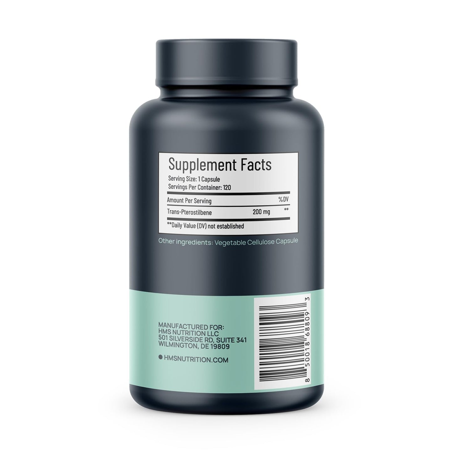 HMS Nutrition Potent Trans-Pterostilbene 200mg | 120 Vegan Capsules | Gluten, Soy & Dairy Free