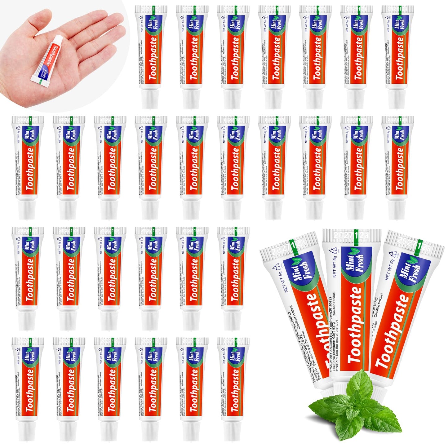 HOFASON 200 Tubes Travel Size Toothpaste Bulk Pack – 0.18 oz Peppermint (2.28 x 0.78 in)