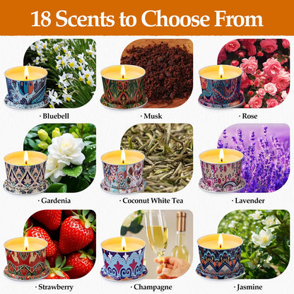 HOFOGOTOWIN 18-Pack Scented Candle Sets | Travel Aromatherapy Soy Candles