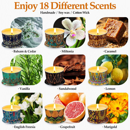 HOFOGOTOWIN 18-Pack Scented Candle Sets | Travel Aromatherapy Soy Candles