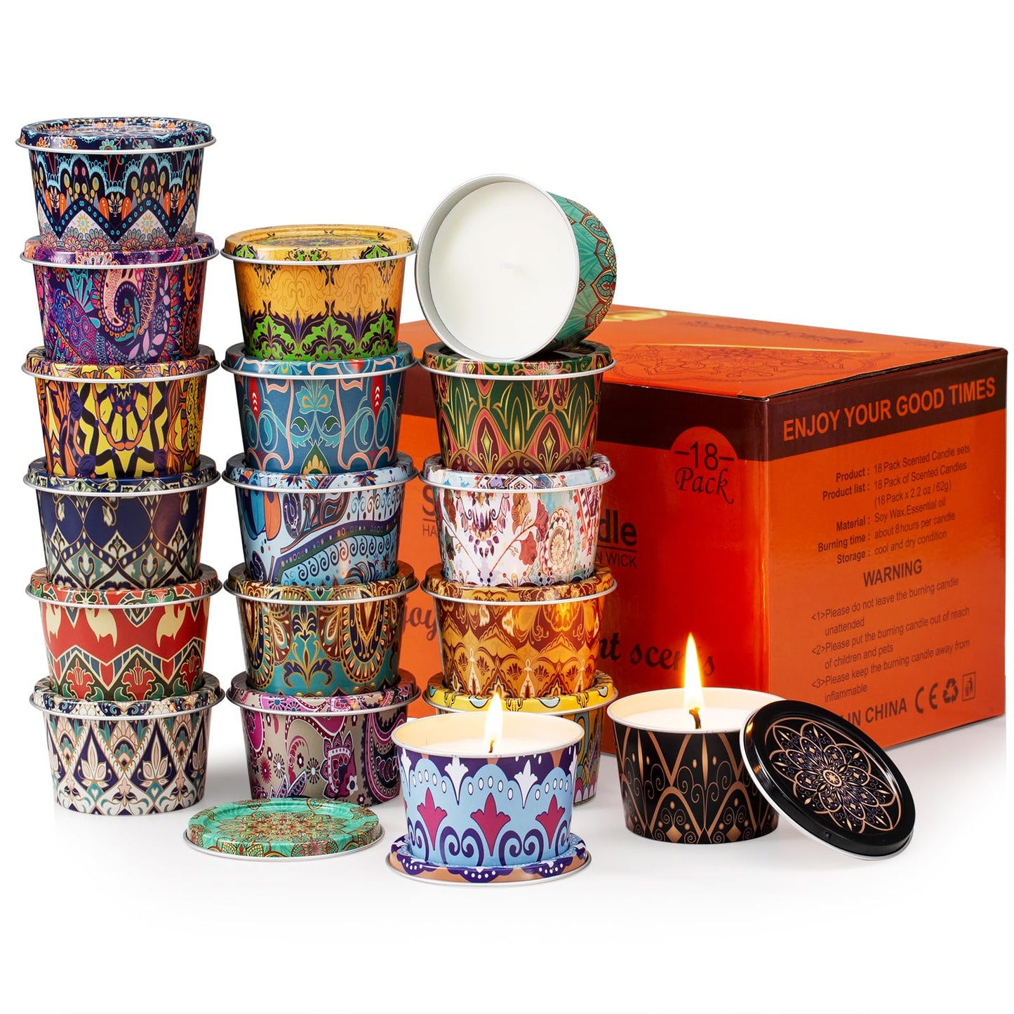 HOFOGOTOWIN 18-Pack Scented Candle Sets | Travel Aromatherapy Soy Candles
