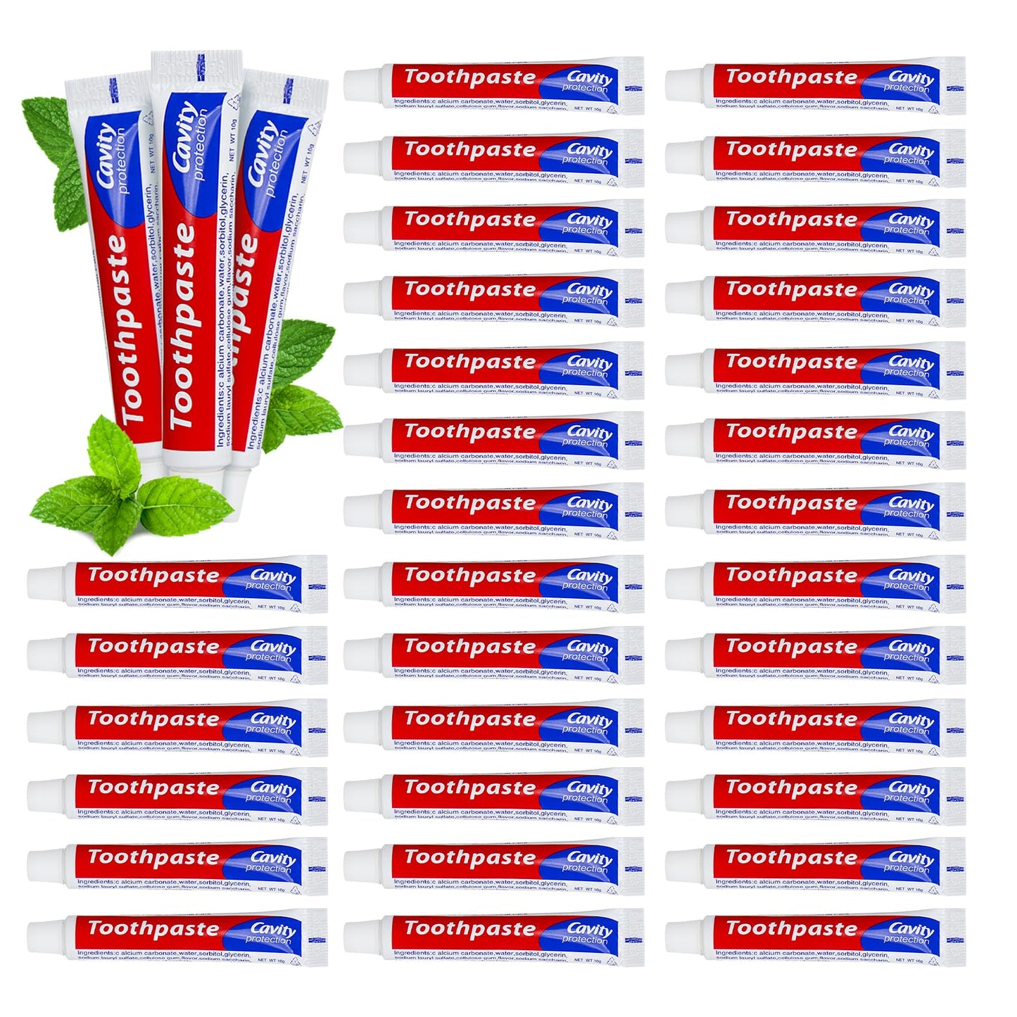 HOIQIRY 100 Tubes Extra Small Travel Toothpaste – Mint, 0.35 oz/10 g Bulk Singles for Hotels & Travel