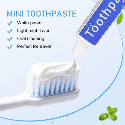 HOIQIRY 0.28 oz Mini Toothpaste 100-Pack – Travel Size Mint, Single-Use Tubes for Hotels, Camping, Office