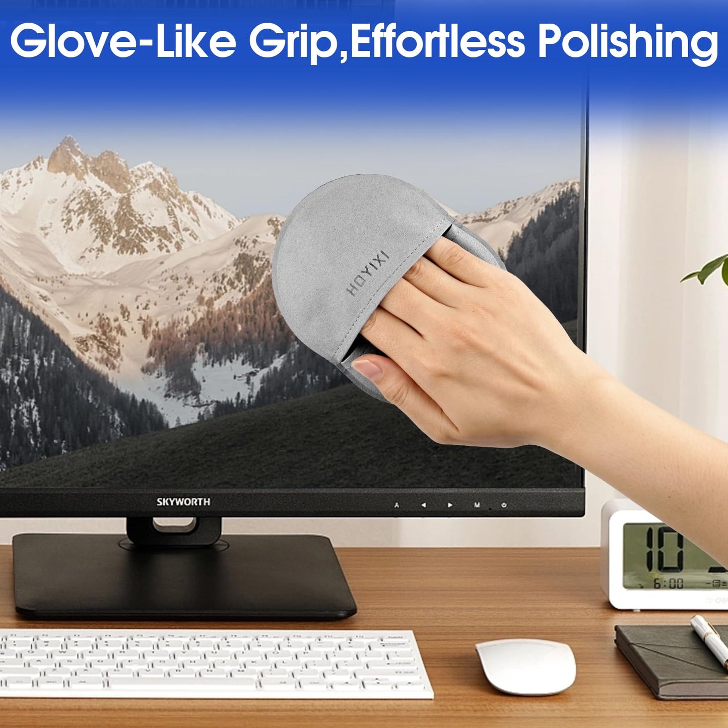 HoYiXi Microfiber Screen Cleaning Cloth – Premium Grey for Laptops, Tablets, TVs & More