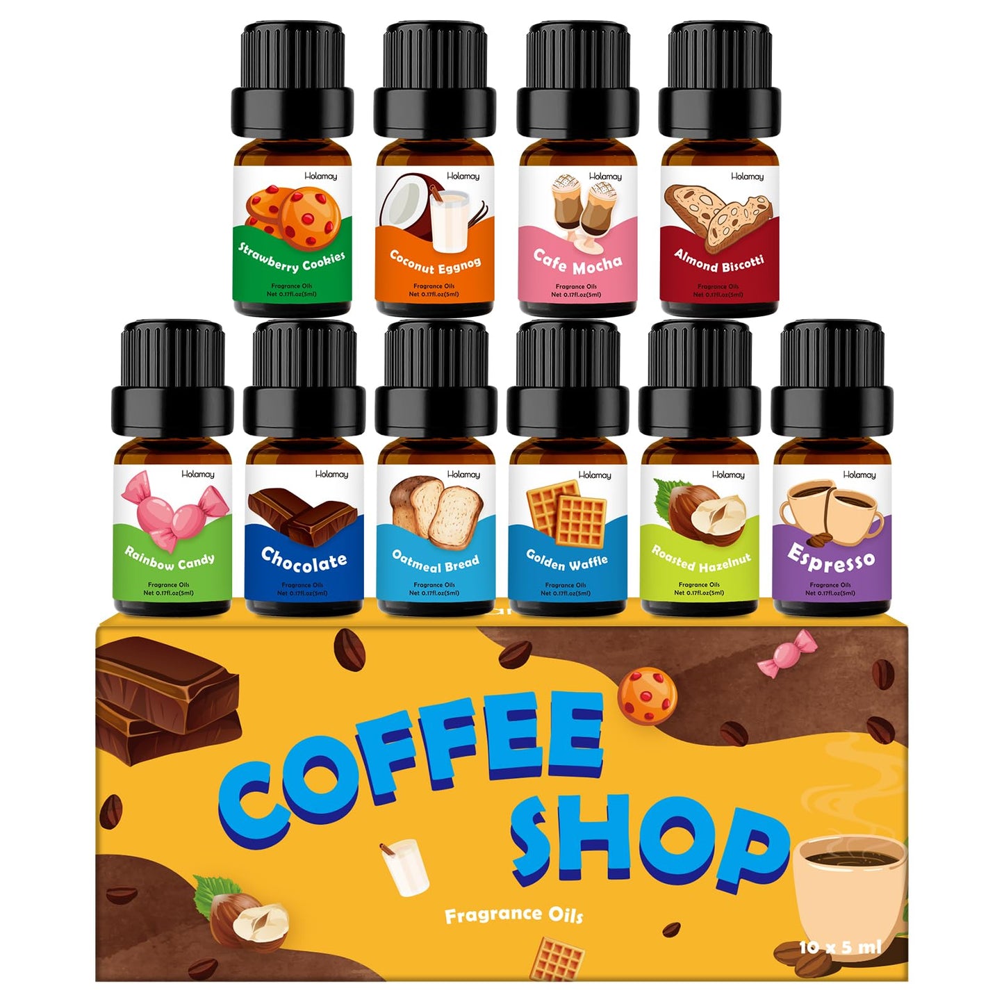 Fragrance Oil for Candle & Soap Making – Holamay Coffee Shop Set (10x5ml)