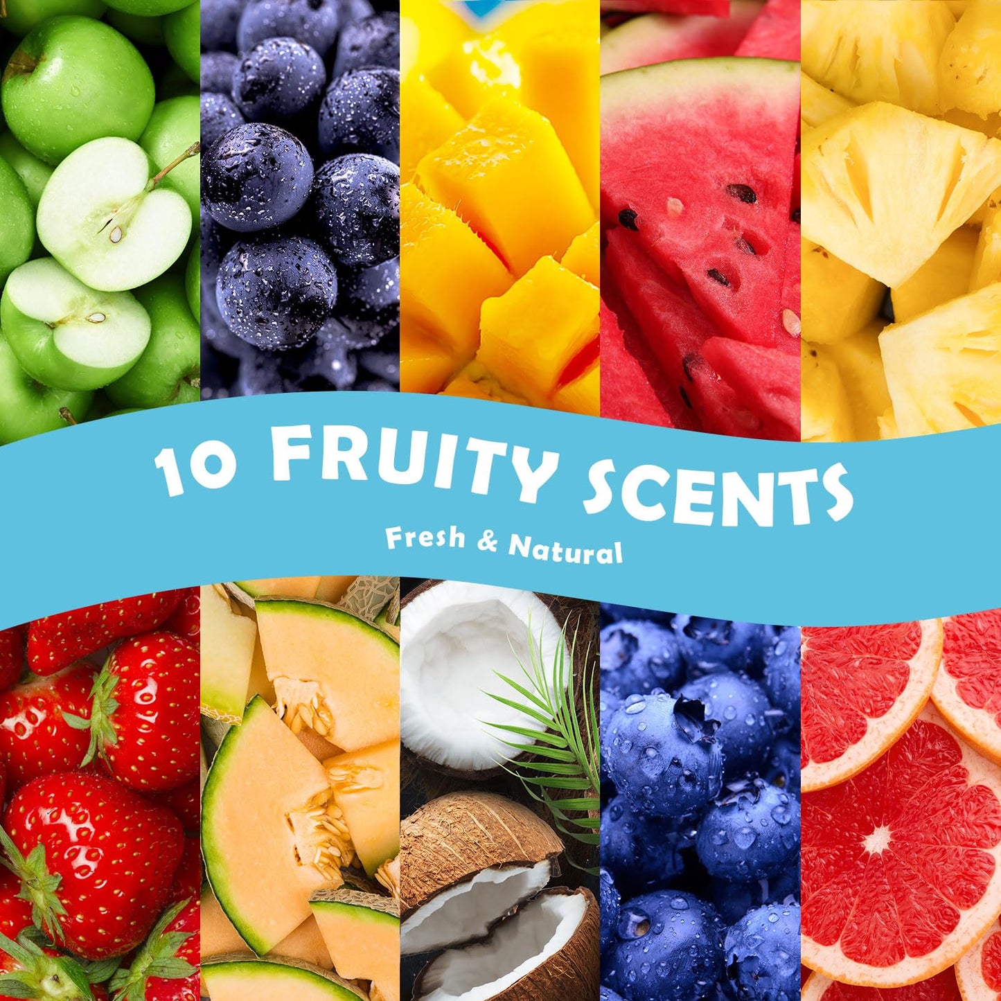 Holamay Fruit Essential Oils Set – 10 x 30ml for Diffusers, Candles & Soaps