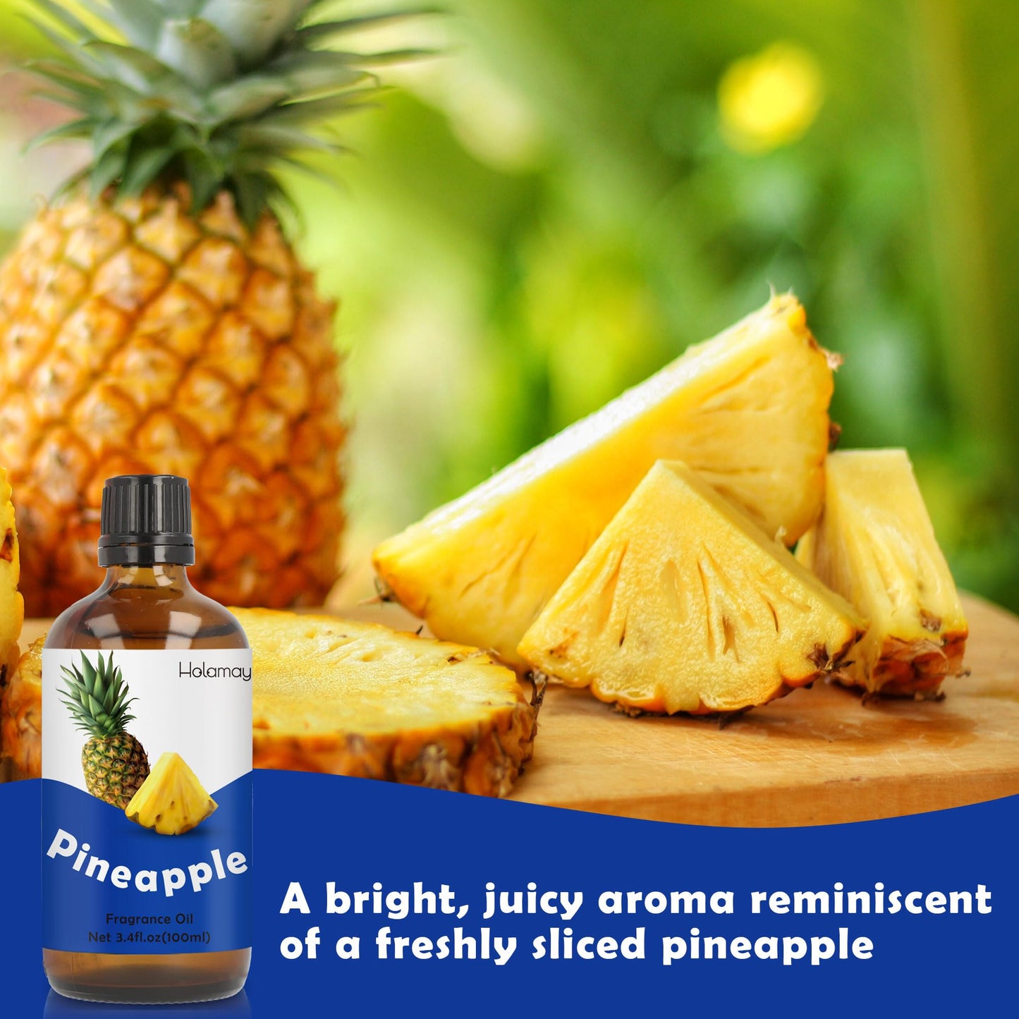 Holamay Pineapple Fragrance Oil – 3.4 fl oz / 100 ml | Premium Candle & Soap Scent
