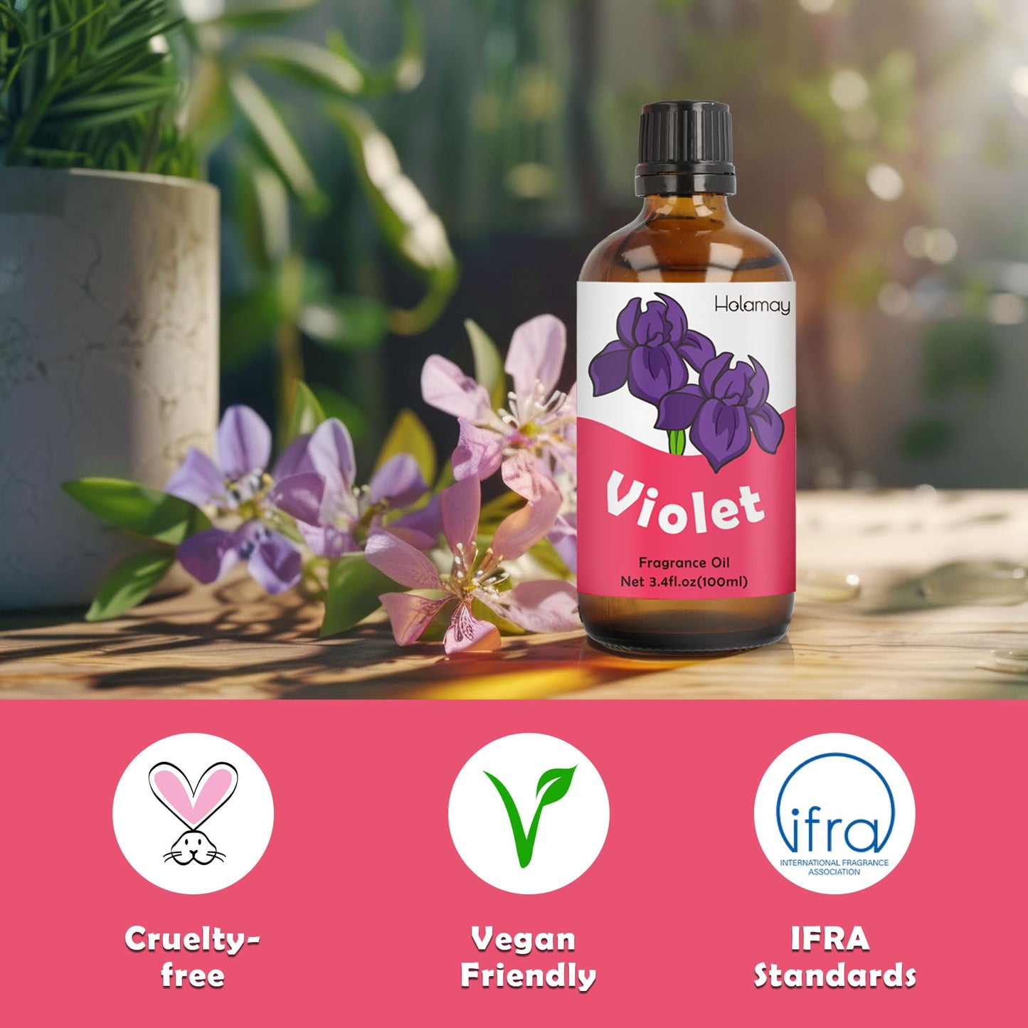 Holamay Violet Fragrance Oil – 100 ml Premium Floral Scent for Candles, Soaps & Diffusers
