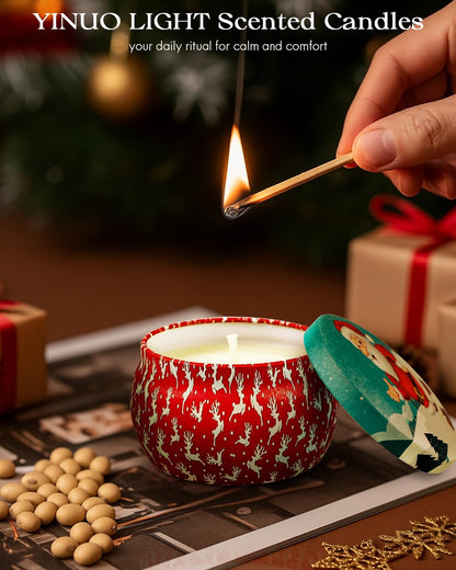 Christmas Candle Gift Set for Women - 4 Pack Soy Wax Aromatherapy Candles