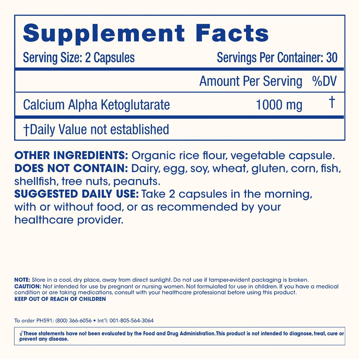 ProHealth Ca AKG Supplement 1,000 mg | Alpha Ketoglutarate, 60 Capsules