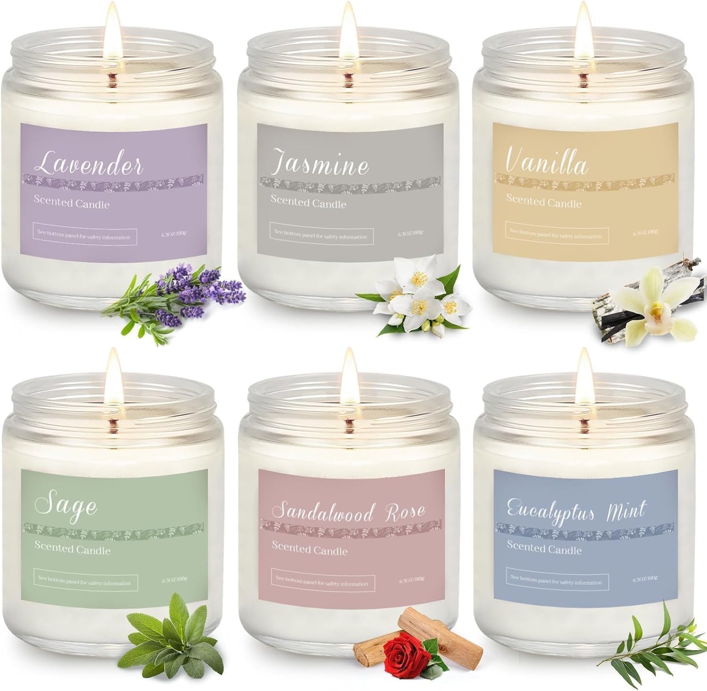 Holiday Scented Candle Gift Set - 6-Pack Natural Soy Candles