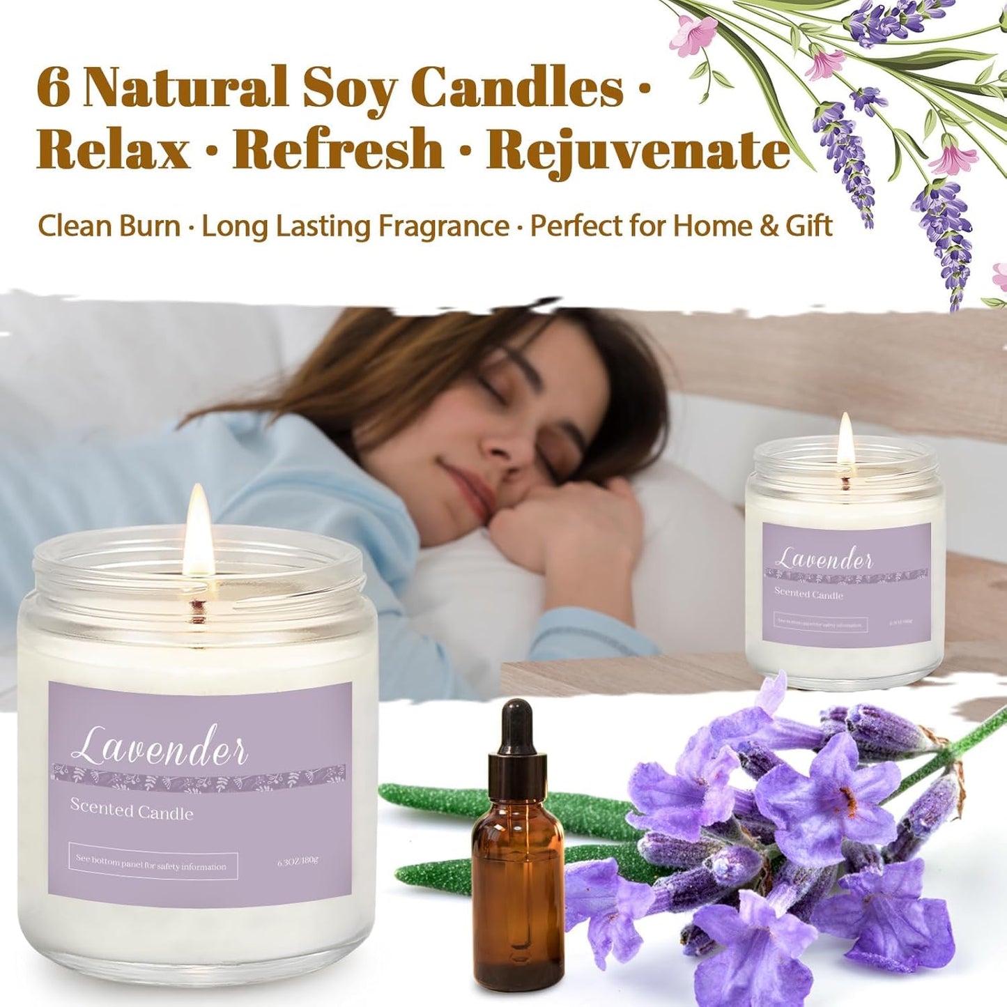 Holiday Scented Candle Gift Set - 6-Pack Natural Soy Candles