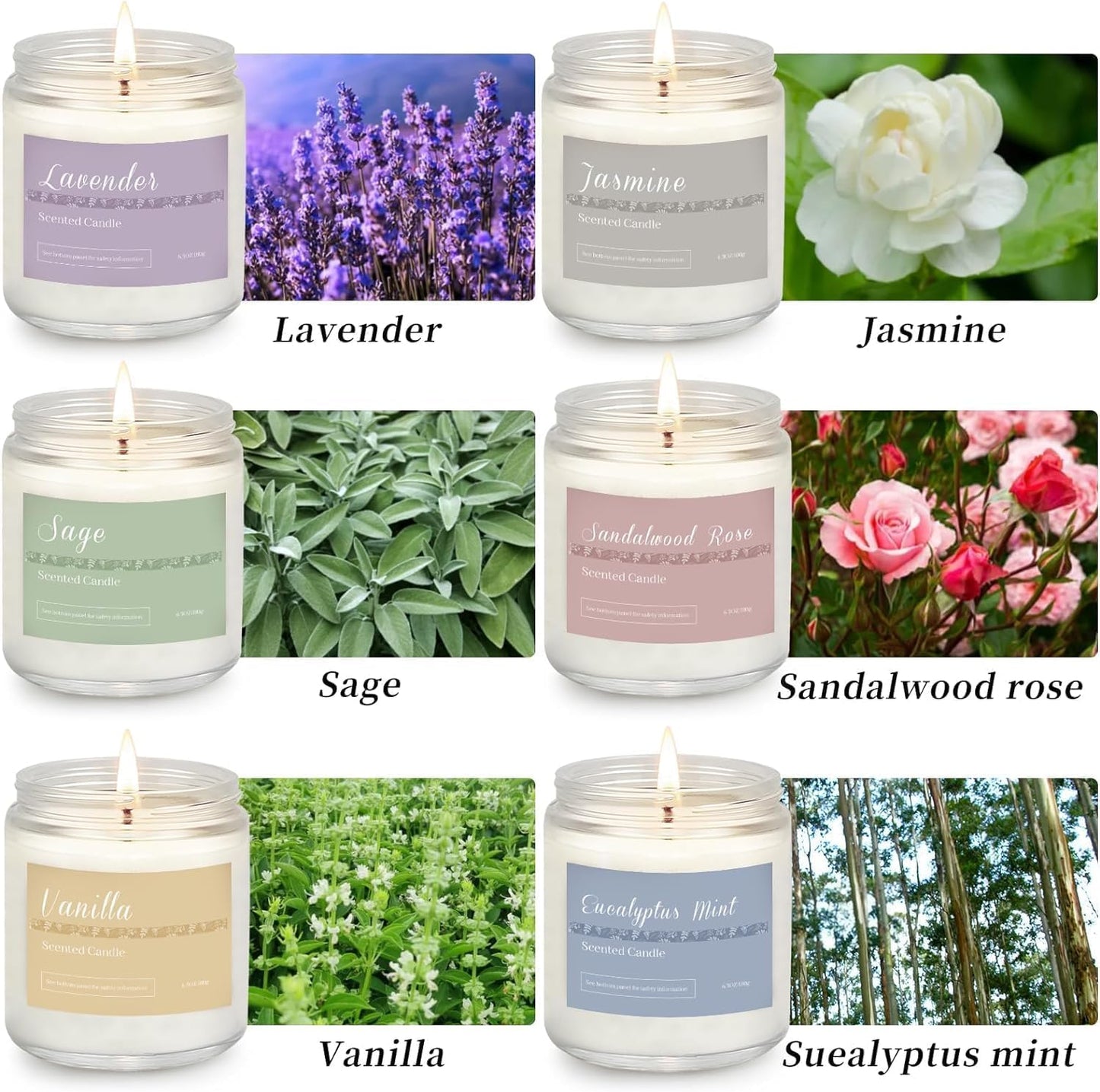 Holiday Scented Candle Gift Set - 6-Pack Natural Soy Candles