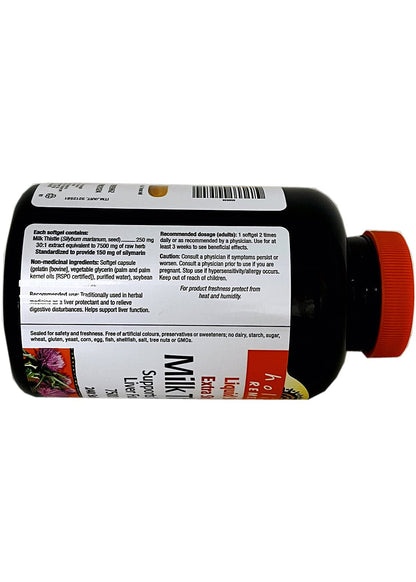 Holista Extra Strength Milk Thistle 250 mg - 240 Softgels | 30:1 Extract, 60% Silymarin