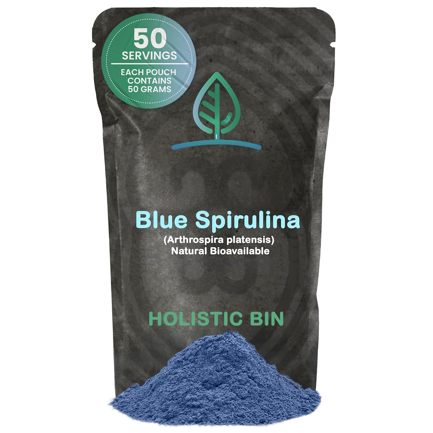 HOLISTIC BIN Blue Spirulina Powder - Organic Blue-Green Algae Supplement, 50g, Vegan Protein & Nutrients