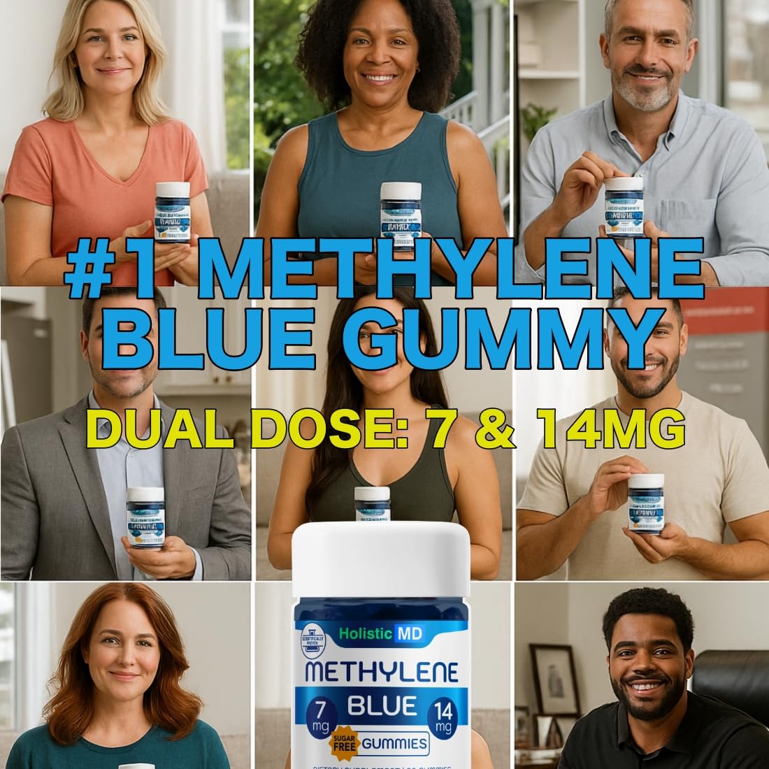 Holistic MD Methylene Blue Gummies 7mg & 14mg – USP Pharma Grade, Sugar Free Berry 60