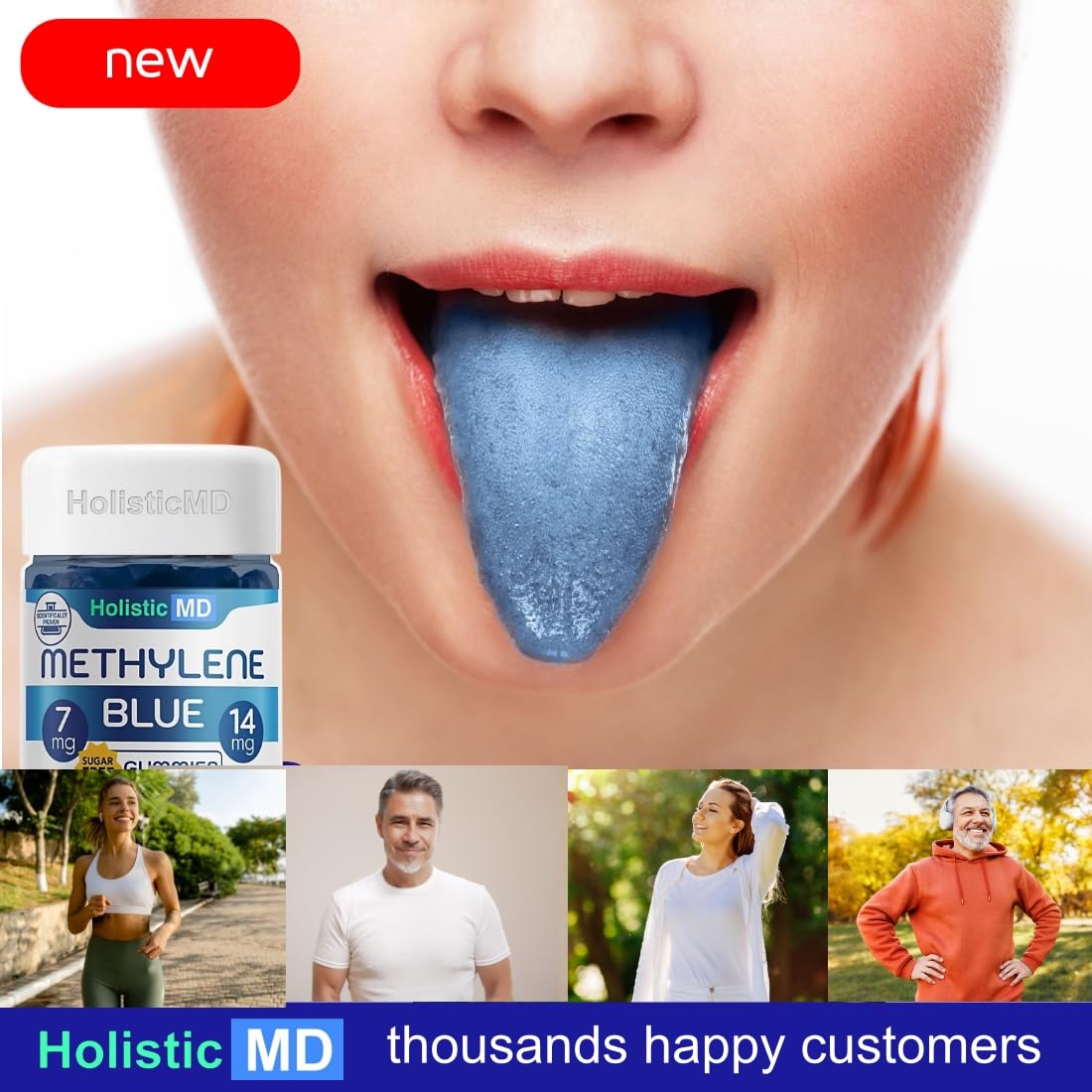 Holistic MD Methylene Blue Gummies 7mg & 14mg – USP Pharma Grade, Sugar Free Berry 60
