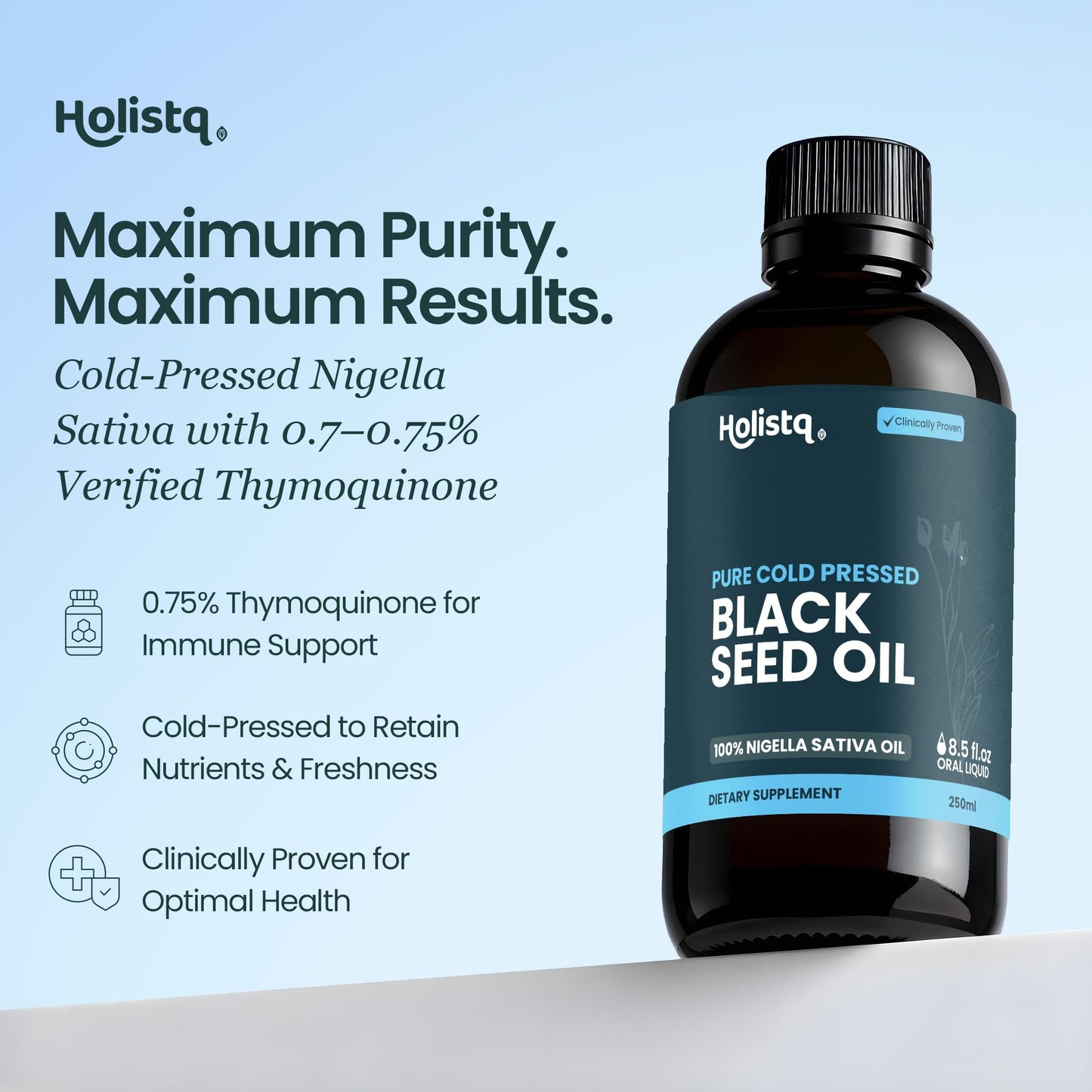 Holistiq Black Cumin Seed Oil Organic | Non-GMO & Vegan | 250 mL