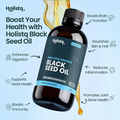 Holistiq Black Cumin Seed Oil Organic | Non-GMO & Vegan | 250 mL