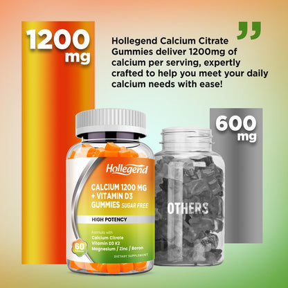 HOLLEGEND Calcium 1200 mg Gummies with Vitamin D3 – Bone Health