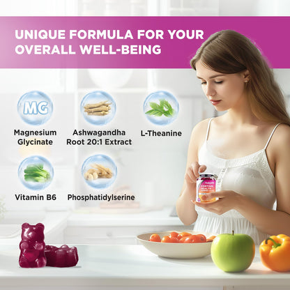 HOLLEGEND Cortisol Gummies for Women & Men – Sugar-Free Vegan, 60 Gummies | Stress Relief, Sleep & Focus