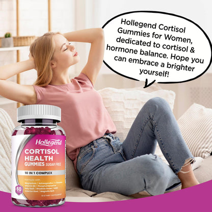 HOLLEGEND Cortisol Gummies for Women & Men – Sugar-Free Vegan, 60 Gummies | Stress Relief, Sleep & Focus