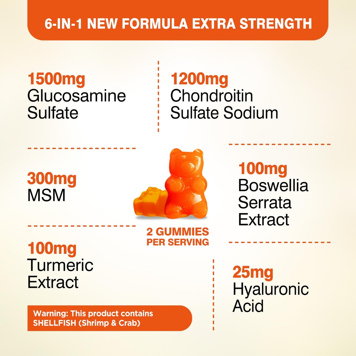 HOLLEGEND Glucosamine Chondroitin Gummies Sugar Free – 60 Count (Adults)