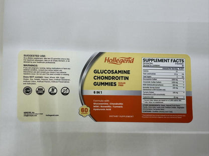 HOLLEGEND Glucosamine Chondroitin Gummies Sugar Free – 60 Count (Adults)