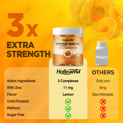 HOLLEGEND Pumpkin Seed Oil Gummies with Saw Palmetto – Hair & Prostate Health