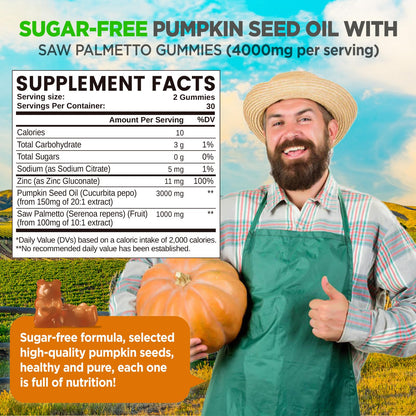 HOLLEGEND Pumpkin Seed Oil Gummies with Saw Palmetto – Hair & Prostate Health