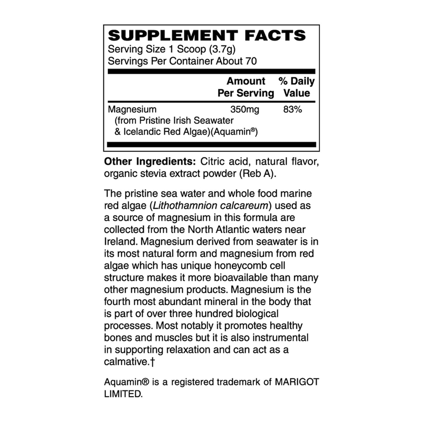 Holly Hill Health Foods Whole Food Magnesium Powder, 9.13 Ounces – Natural Seawater & Red Algae Magnesium
