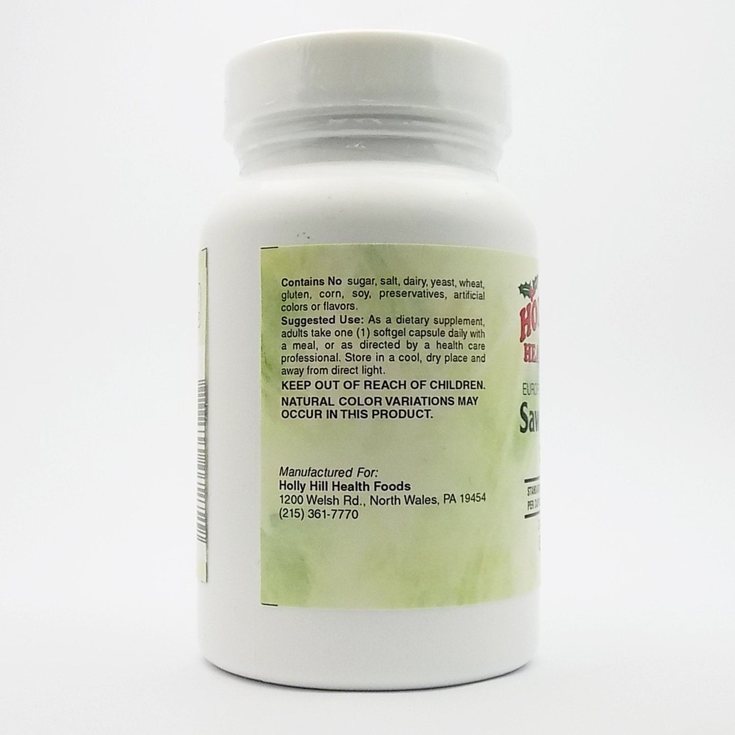 Holly Hill Health Foods – European Standardized Saw Palmetto 320 MG, 60 Softgels