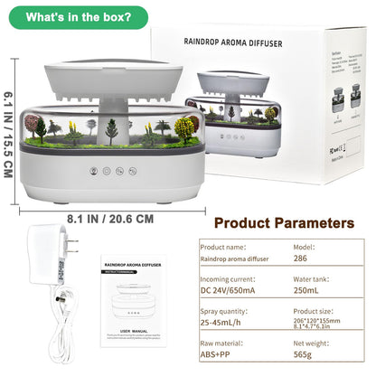 Holwim Cloud Rain Essential Oil Diffuser 250ml – 7-Color Light, Auto-Off, White Noise