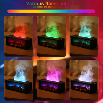 Holwim Fireplace Essential Oil Diffuser – 150ml Ultrasonic Humidifier, 7-Color Flame with Remote (Black)
